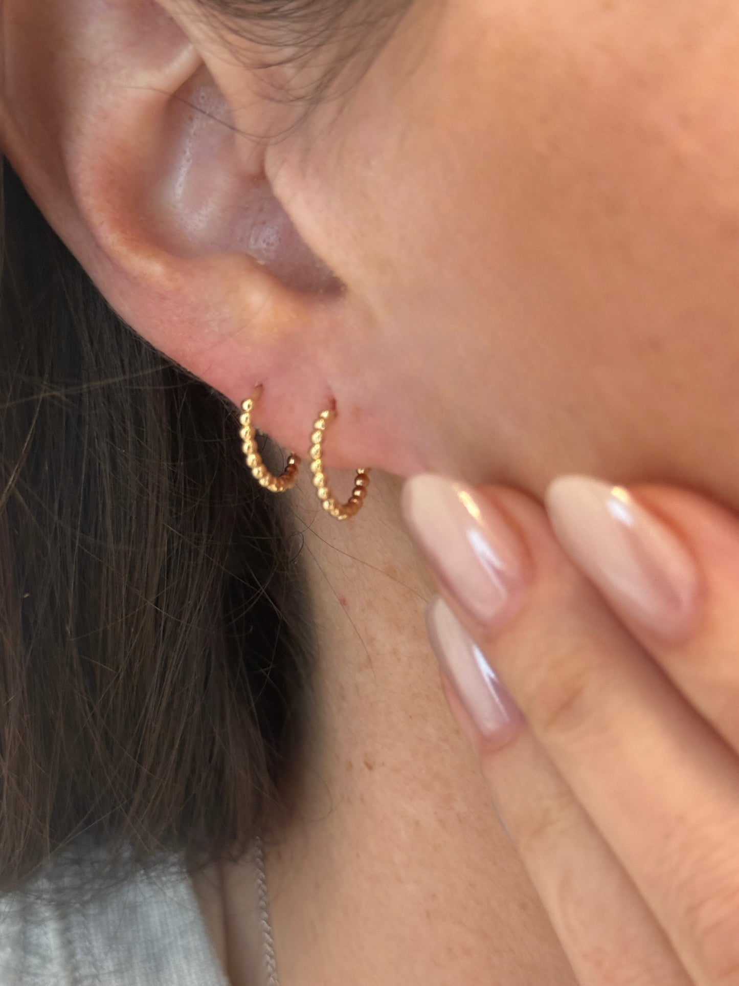 Petite Ball Bead Hoop Earrings