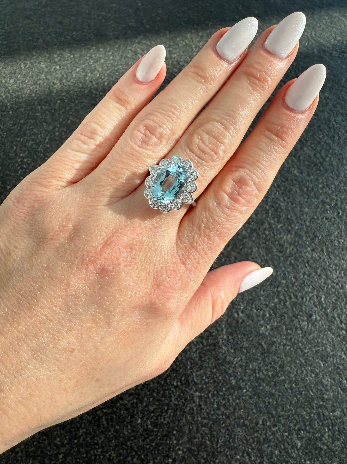 Estate Aquamarine and Diamond Ring