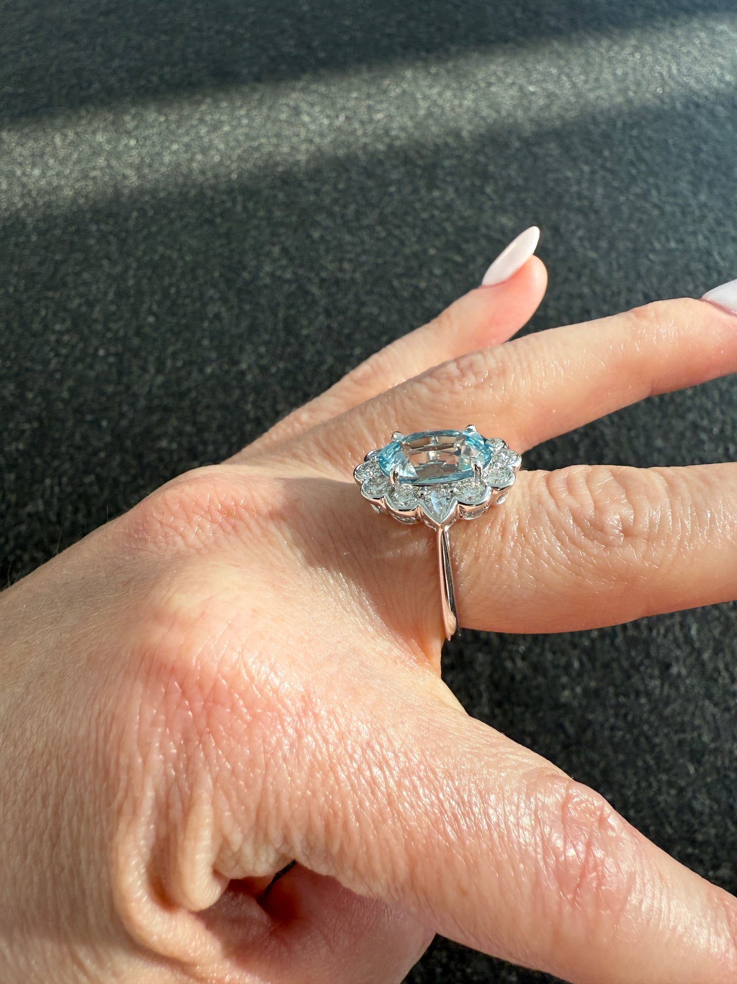 Estate Aquamarine and Diamond Ring