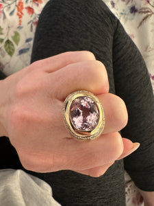 Kunzite and Diamond Ring