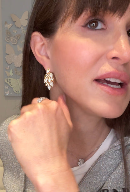 Diamond and Gold Leaf Earrings