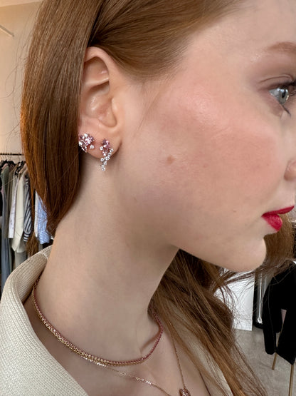 Morganite and Diamond Cluster Earrings