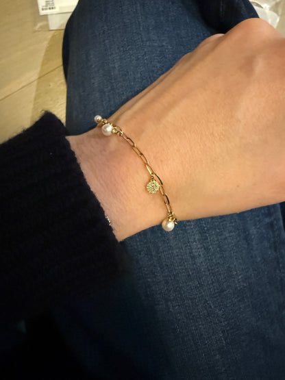 Freshwater Pearl and Diamond Bracelet