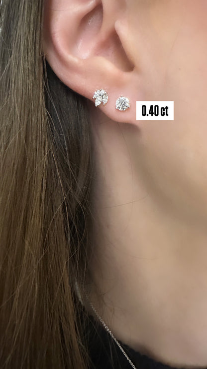 Round Shape Diamond Flat Back Stud Earring