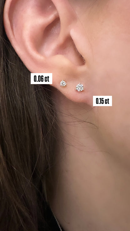 Round Shape Diamond Flat Back Stud Earring
