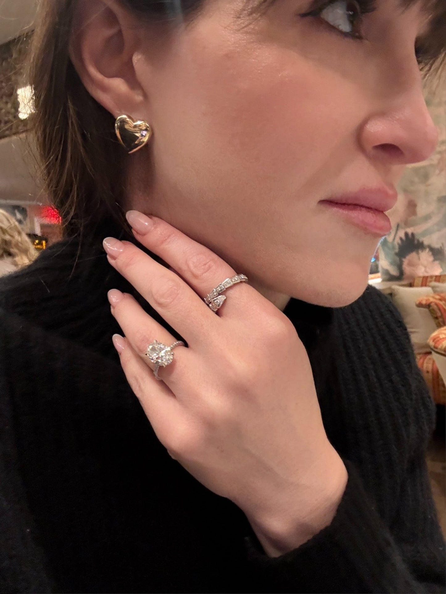Puffed Heart Stud Earrings