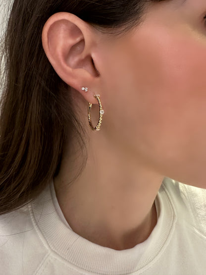 Beaded Diamond Hoop Earrings