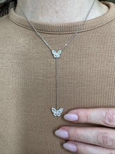 Load image into Gallery viewer, Mini Butterfly Diamond Lariat Necklace - Three