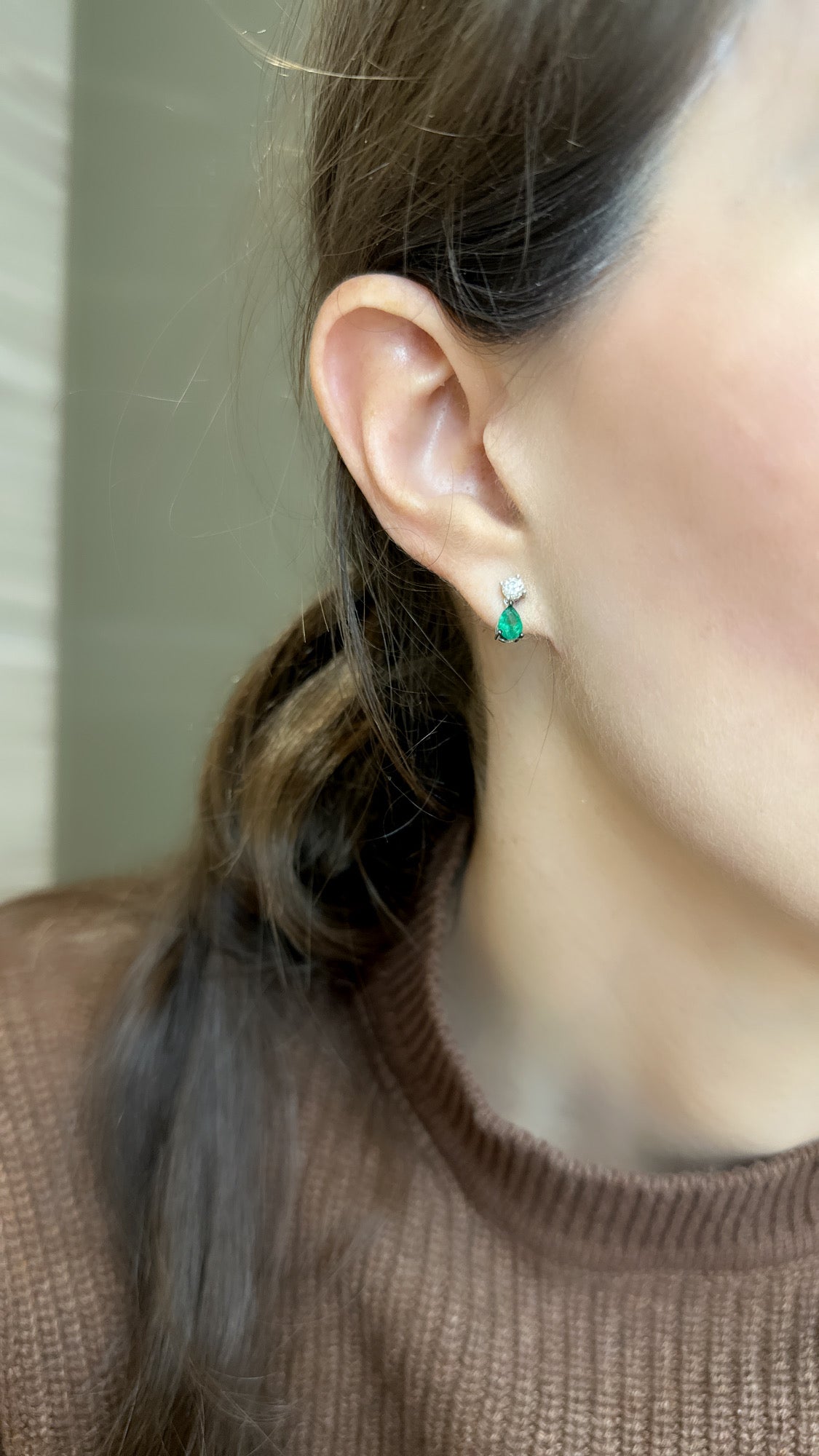 Emerald and Diamond Drop Earrings