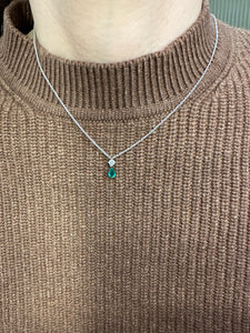 Pear Shape Green Emerald and diamond drop pendant