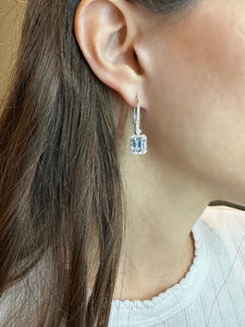Aquamarine and Diamond Hanging Earrings