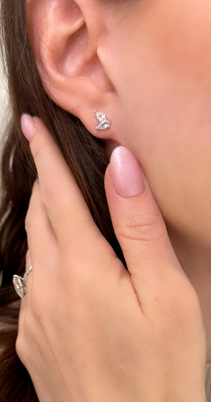 Toi Et Moi Diamond and Aquamarine Birthstone Stud Earrings