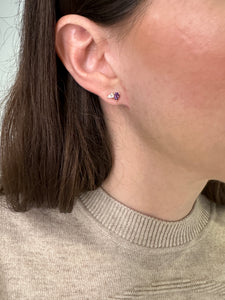 Toi Et Moi Diamond and Amethyst Birthstone Stud Earrings
