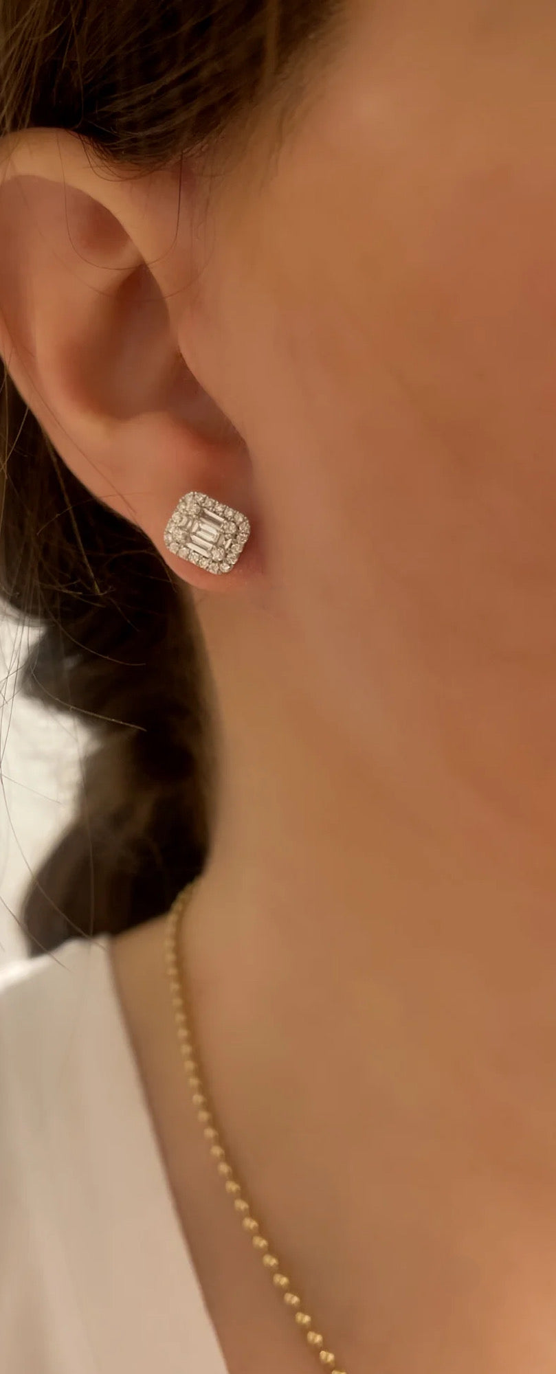 Large Diamond Illusion Halo Stud Earrings