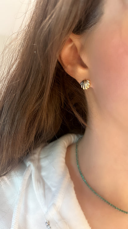 Plain All Gold Seashell Stud Earrings