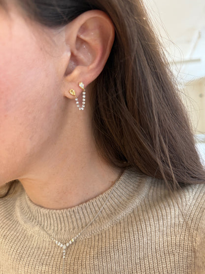 Yellow and White Diamond Floating Earring Chain