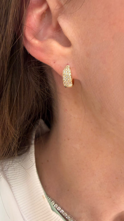 Graduating Pave Diamond Hoop Earrings