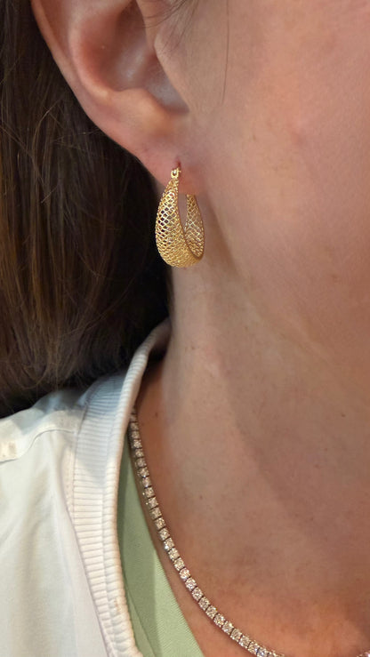 Mesh Gold Hoop Earrings