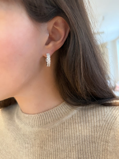 Marquis and Oval Diamond Illusion Set Hoop Earrings
