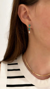 Pear Shape Emerald and Diamond Dangle Earrings