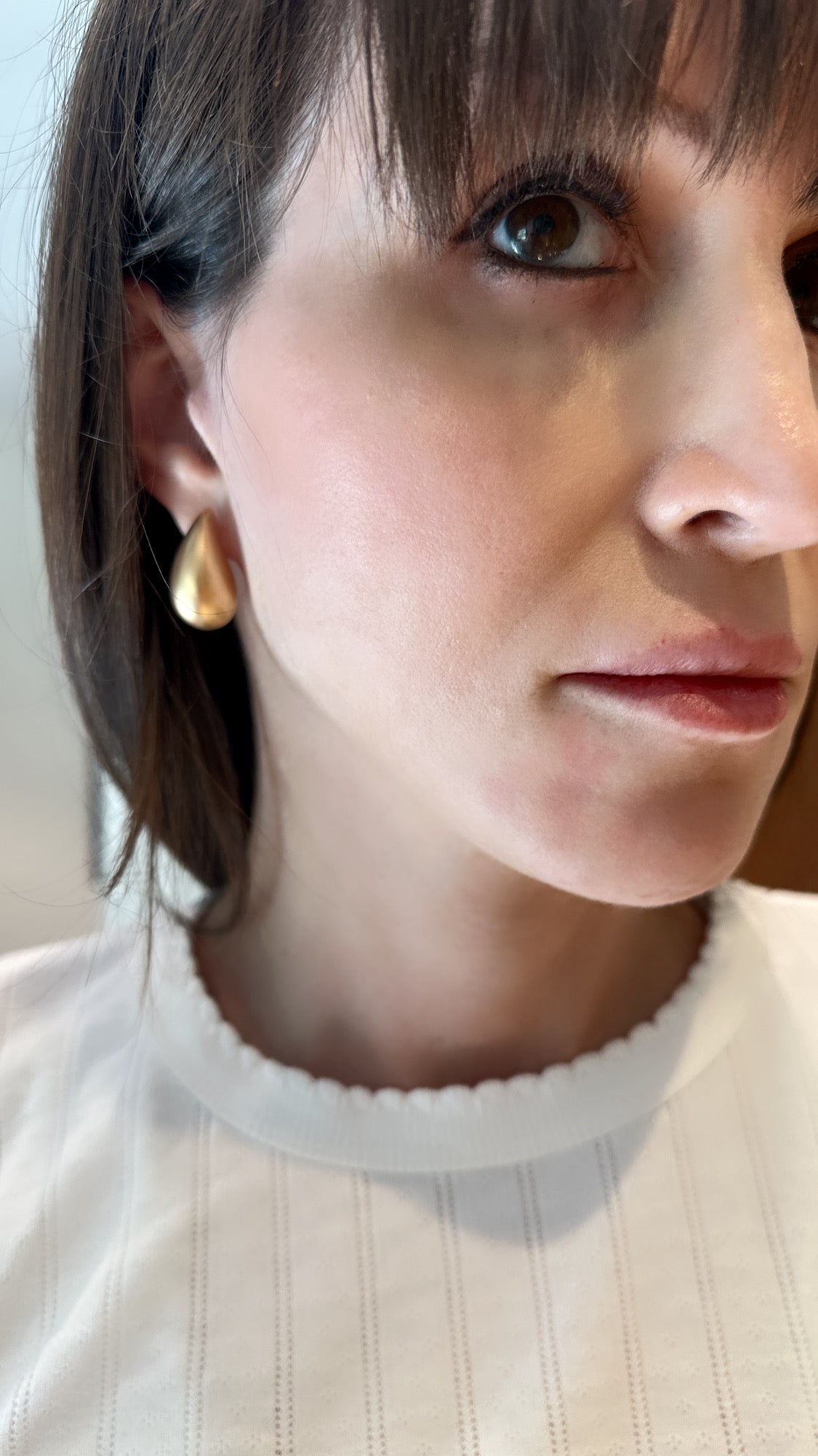 Medium Gold Puffy Tear Drop Earrings