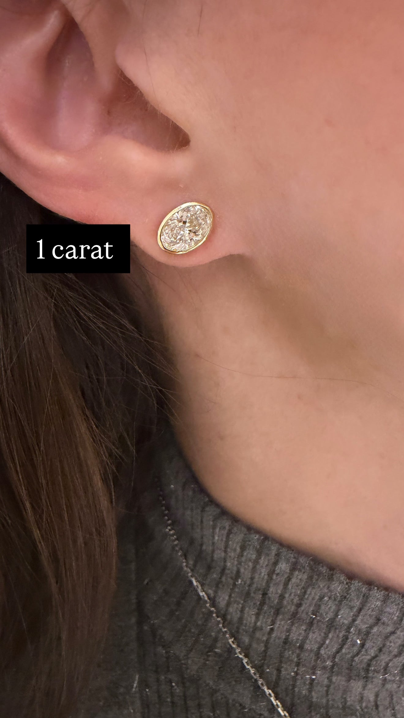 Lab Grown Diamond Oval Bezel Set Stud Earrings