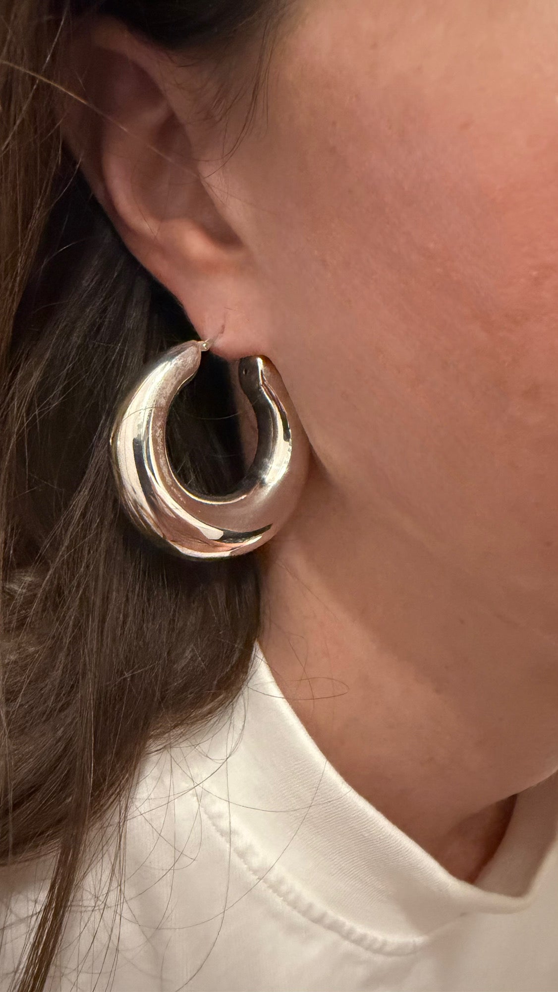 Sterling Silver Graduated Chunky Hoop Earrings