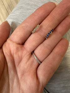 Half Sapphire and Diamond Petite Hoop Earrings - Four