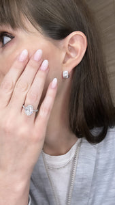 Round and Baguette Diamond Hoop Huggie Earrings - Two