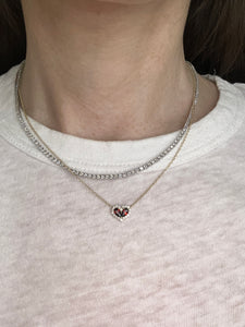 Chubby Garnet and Diamond Heart Pendant - Two