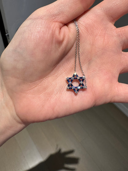 Sapphire and Diamond Star of David Pendant - Two