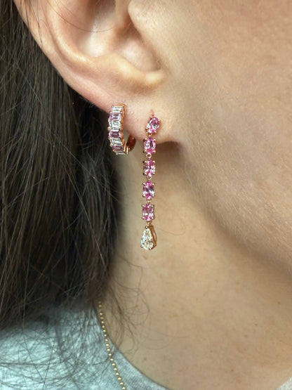 Pink Sapphire and Diamond Drop Earrings