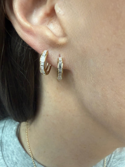 Channel Set Diamond Hoop Earrings