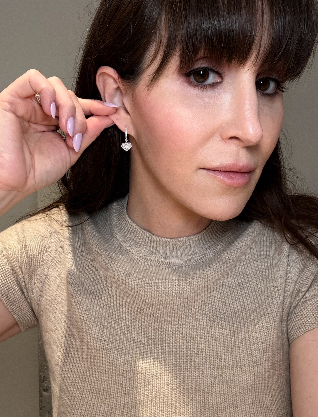 Mixed Cut Diamond Puffy Heart Earrings