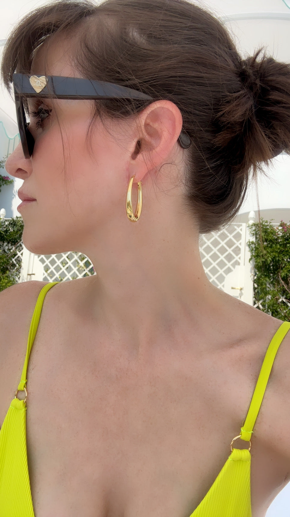 Elongated Oval Hoop Earrings - Two