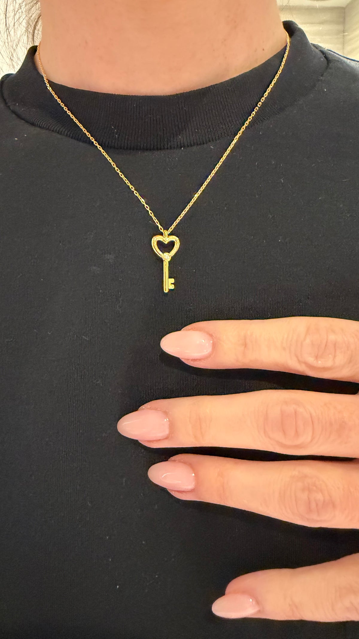 Children’s Petite Diamond Heart Key Pendant