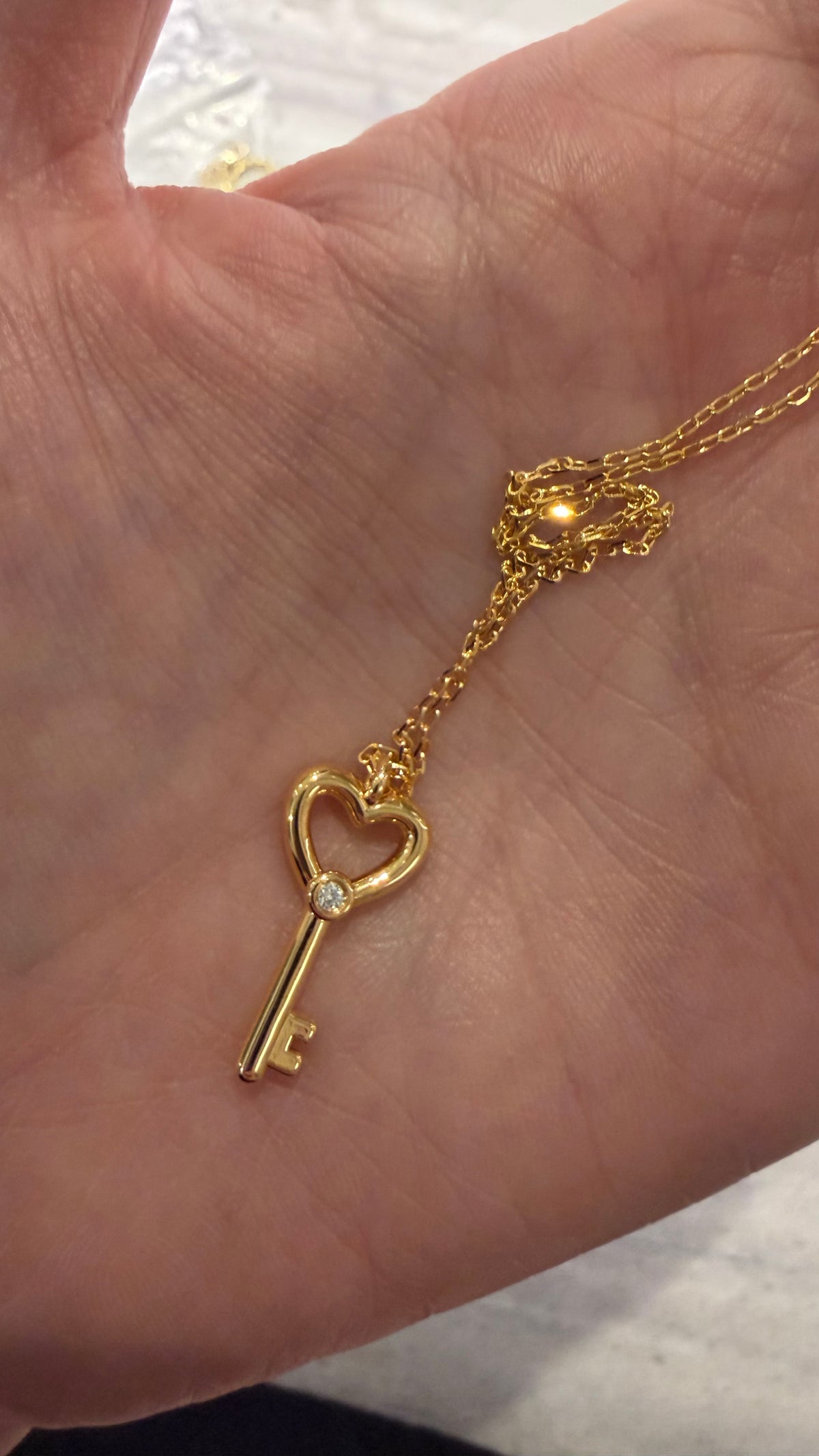 Children’s Petite Diamond Heart Key Pendant