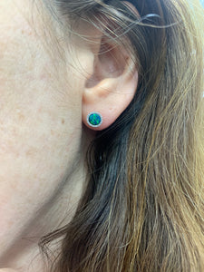 Opal and Diamond Button Earrings