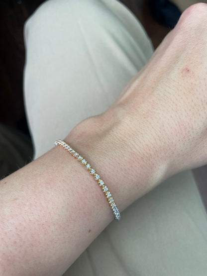 Dainty 1 Tri Color Diamond Dainty Tennis Bracelet