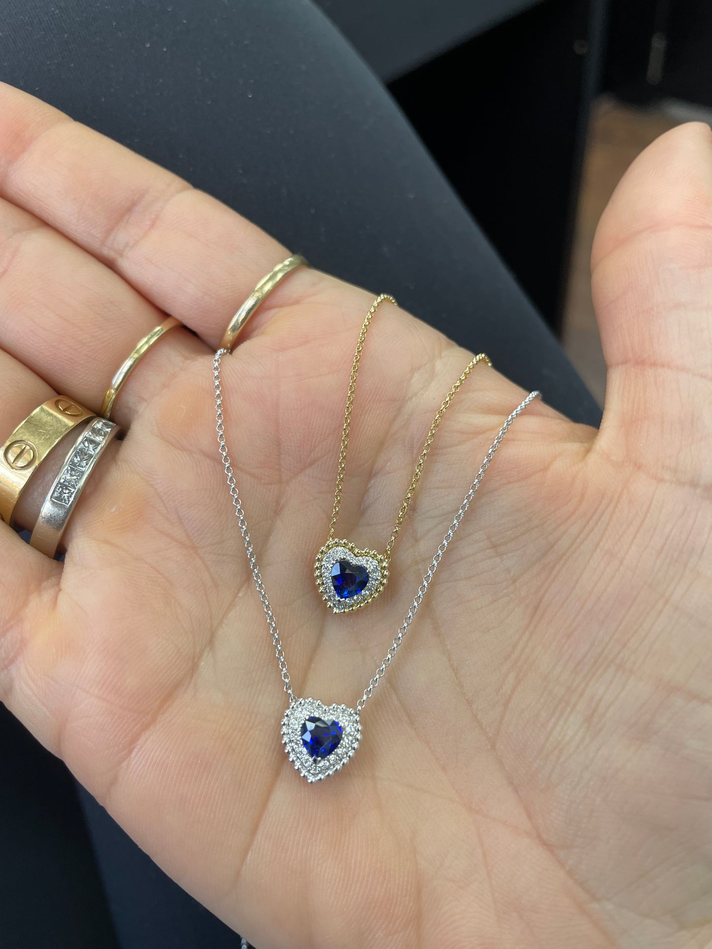 Diamond and Sapphire Heart Pendant