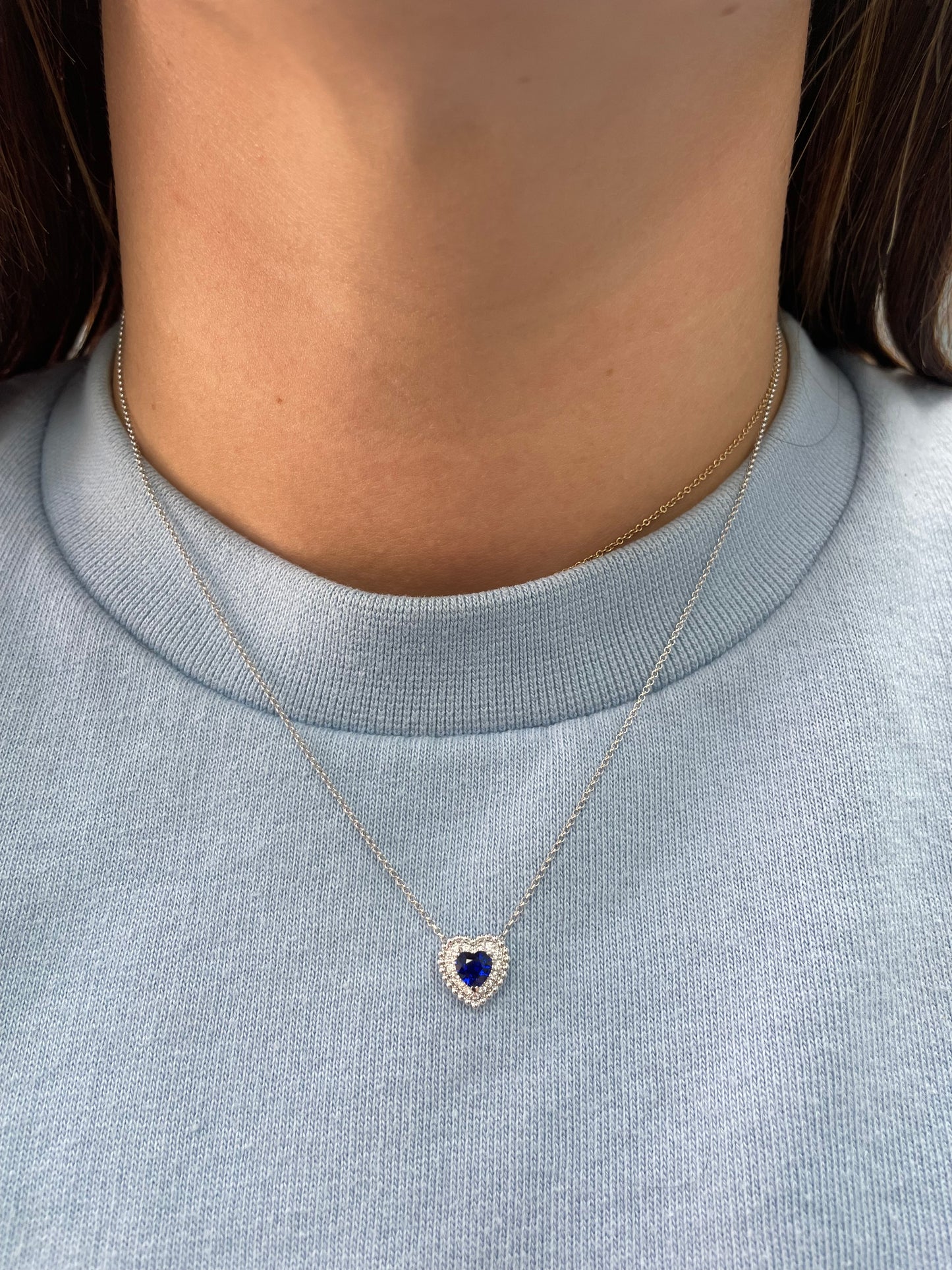 Diamond and Sapphire Heart Pendant