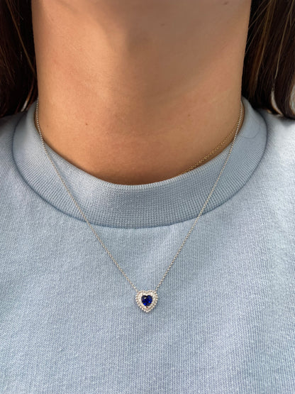 Diamond and Sapphire Heart Pendant