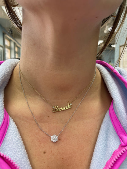 Petite Diamond Flower Pendant