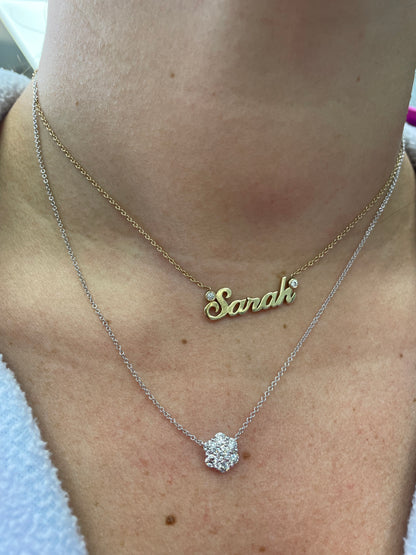 Petite Diamond Flower Pendant