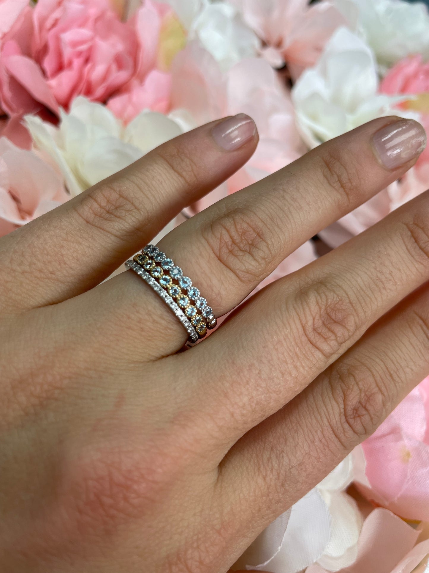 Dainty 2 Sky Blue Topaz Band