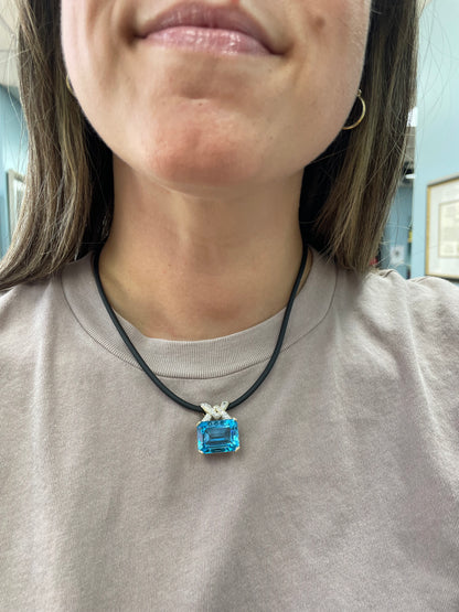 Estate Blue Topaz and Diamond Cord Necklace