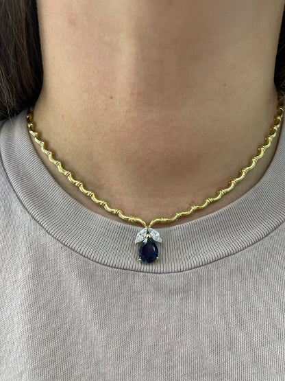 Pear Shape and Diamond Estate Necklace