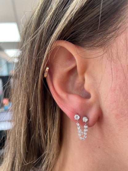 Double Row Floating Round Diamond Earring