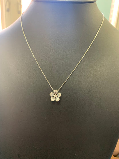 Rose Cut and Round Diamond Flower Pendant