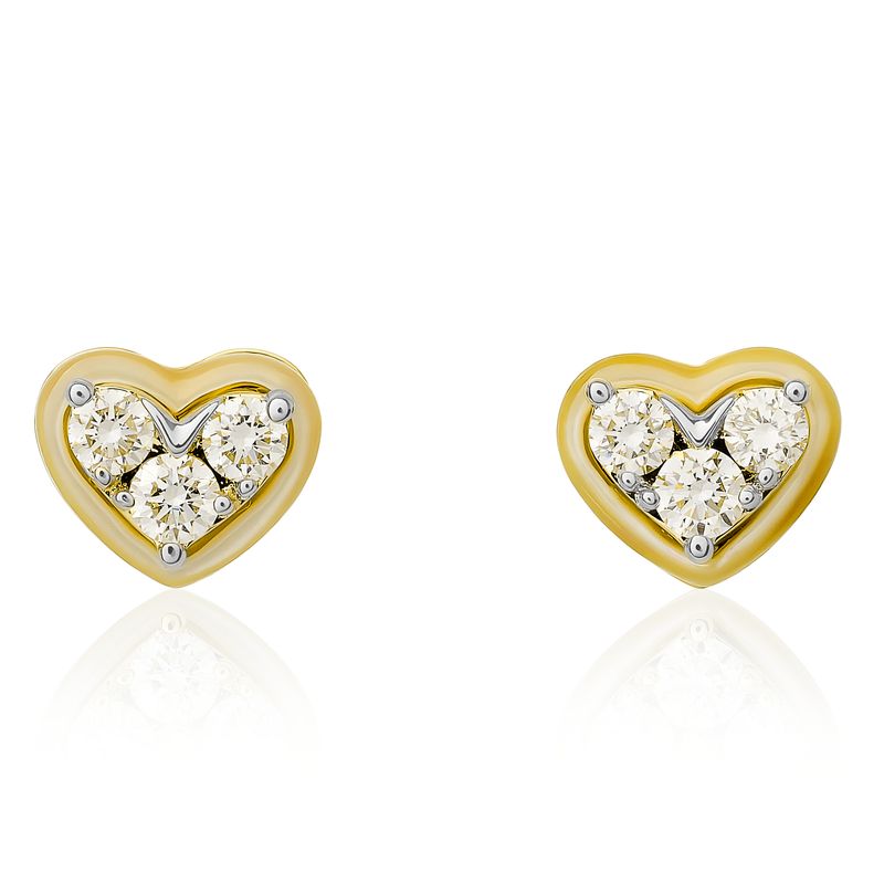 Diamond Heart and Mother of Pearl Stud Earrings